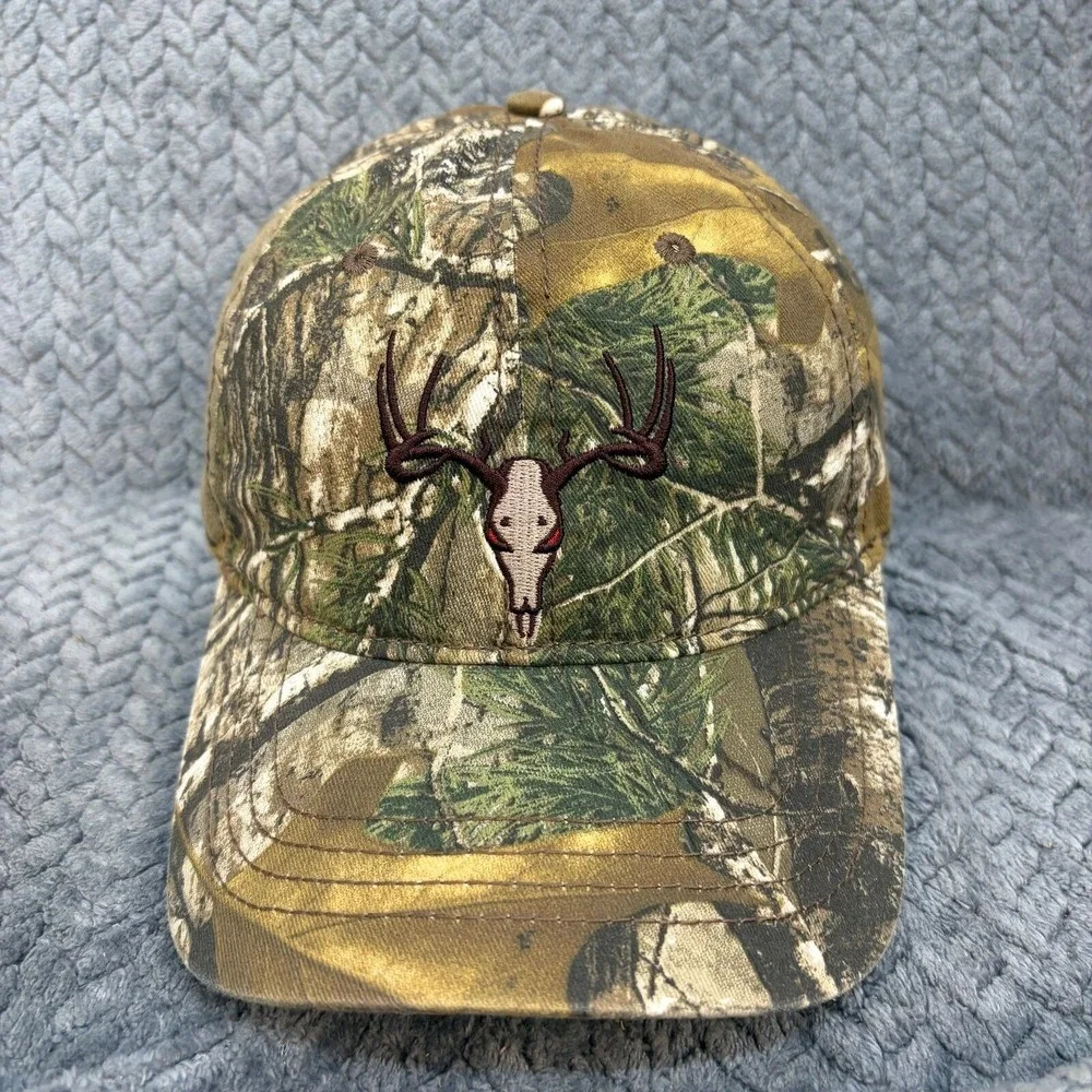 Camo Deer Skull Antler Embroidered Baseball Cap Hunting Hat Adjustable 2461